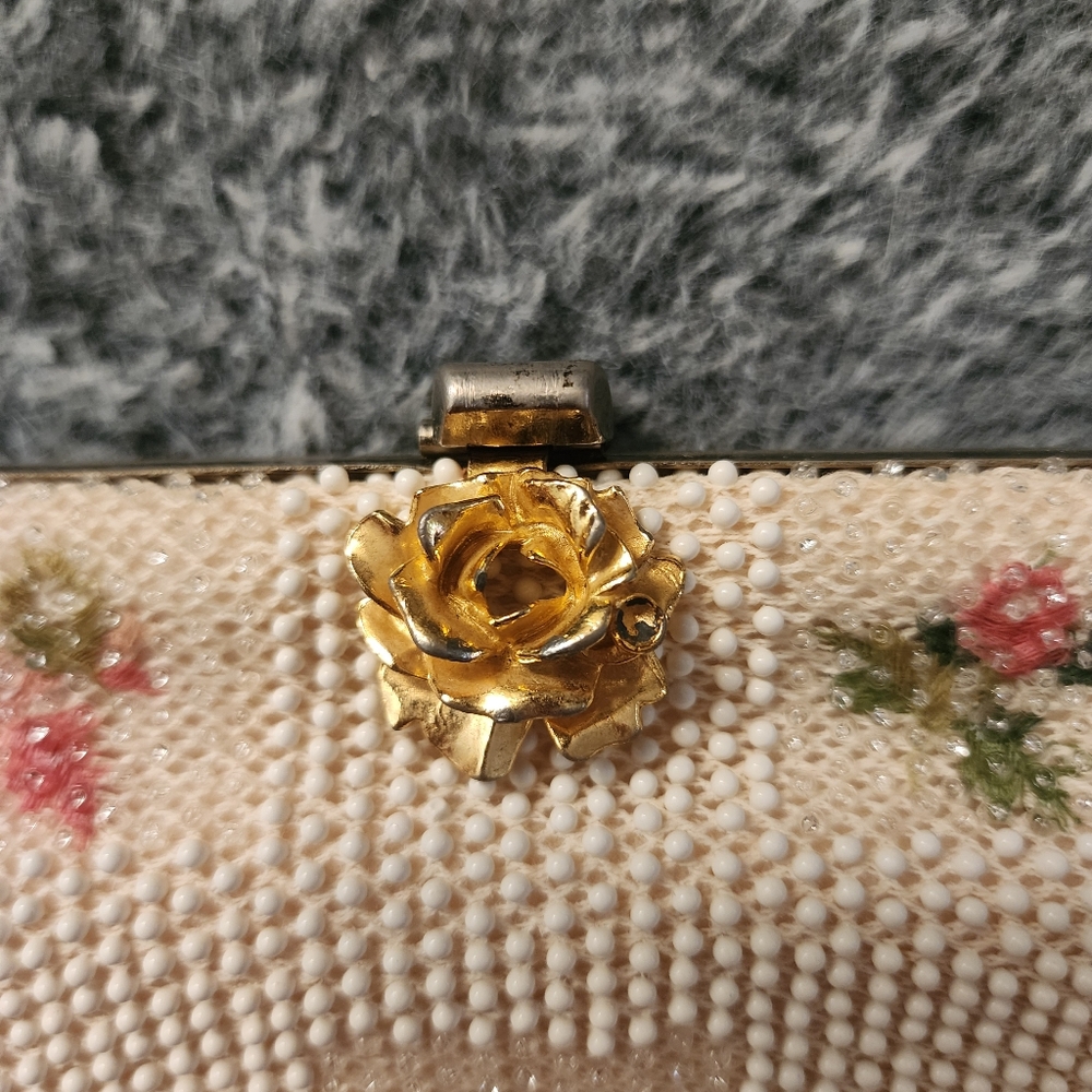 Vintage Floral Beaded Handbag cottagecore grannycore petite bead - Picture 2 of 13